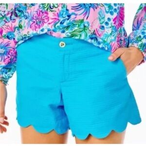 Lilly Pulitzer Shorts 12 Buttercup Scallop Blue Womens NEW f